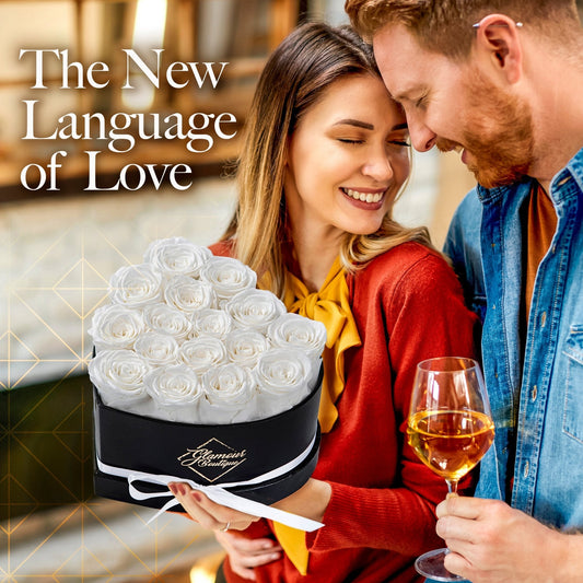 Immortal Love Heart Box |16 White Roses - Glamour Boutique