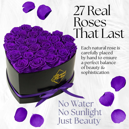 Immortal Love Heart Box |27 Purple Roses - Glamour Boutique