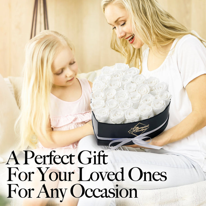 Immortal Love Heart Box | 27 White Roses - Glamour Boutique