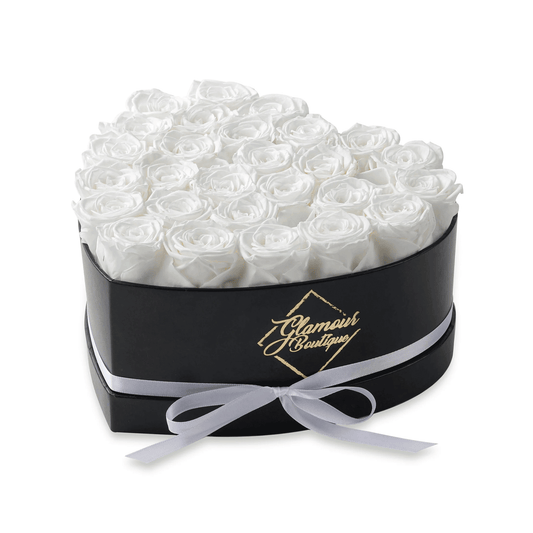 Immortal Love Heart Box | 27 White Roses - Glamour Boutique