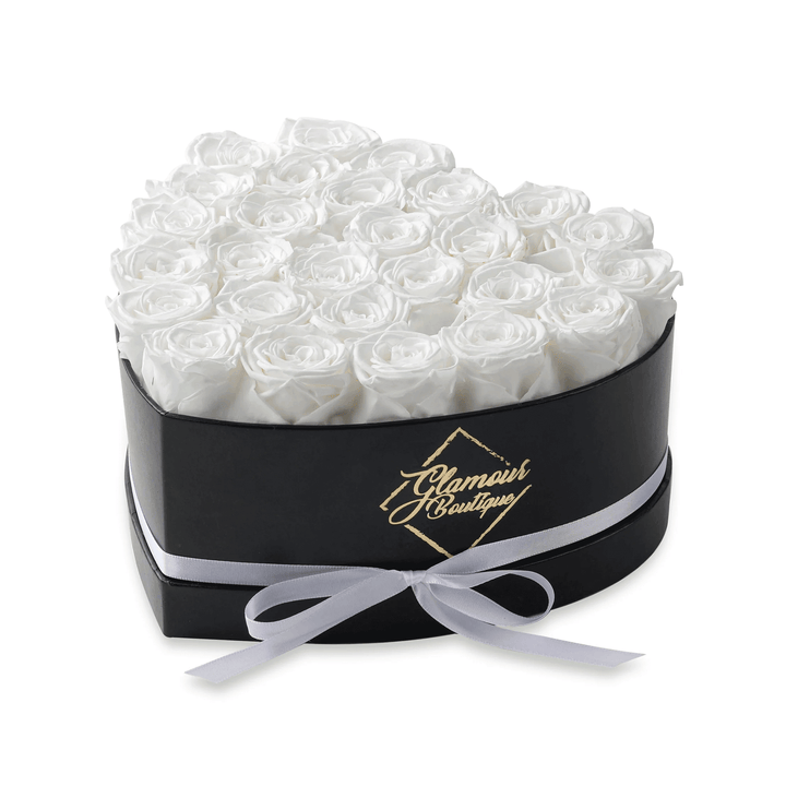 Immortal Love Heart Box | 27 White Roses - Glamour Boutique