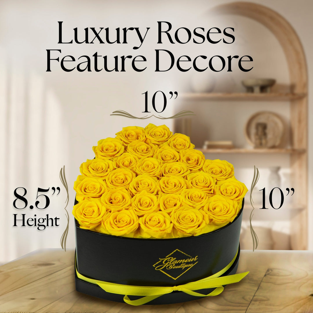 Immortal Love Heart Box |27 Yellow Roses - Glamour Boutique