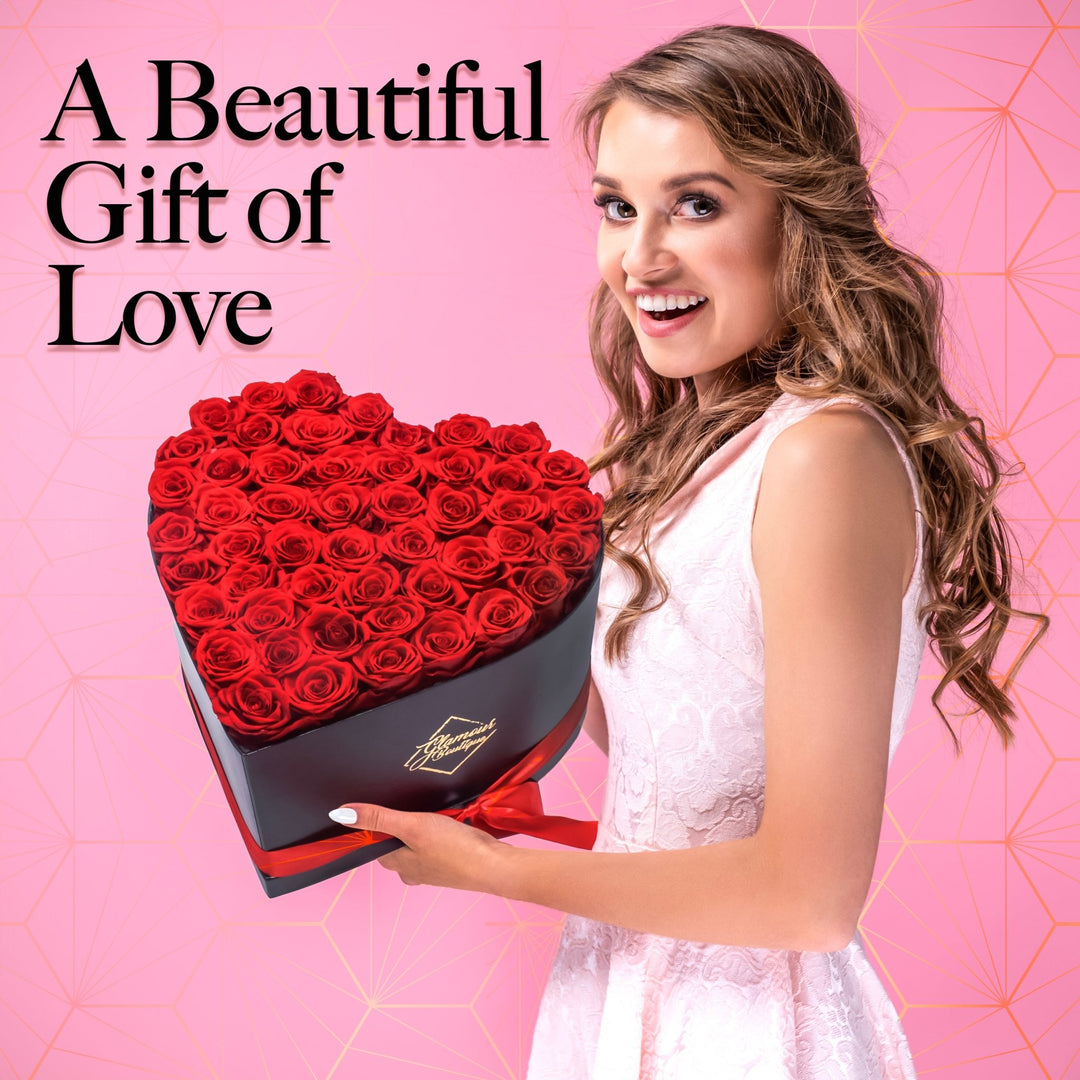 Immortal Love Heart Box | 50 Red Roses - Glamour Boutique