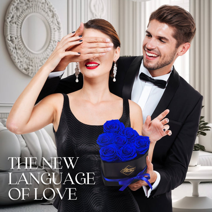 Immortal Love Heart Box | 7 Blue Roses - Glamour Boutique
