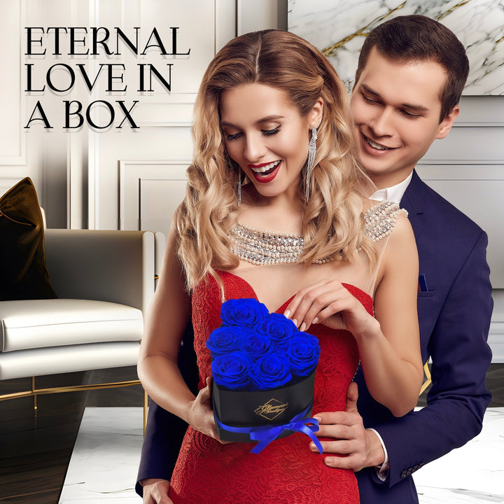 Immortal Love Heart Box | 7 Blue Roses - Glamour Boutique