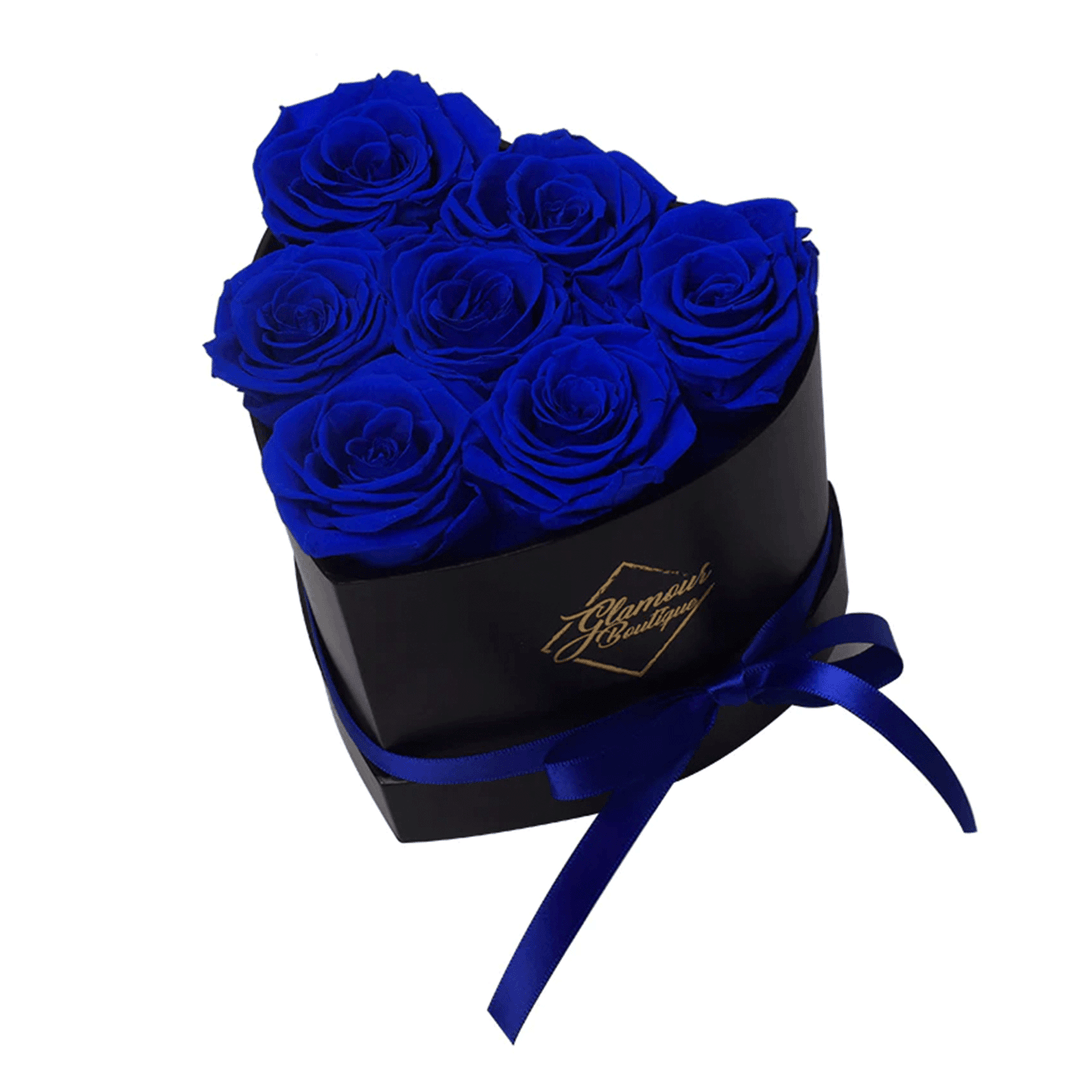 Immortal Love Heart Box | 7 Blue Roses - Glamour Boutique