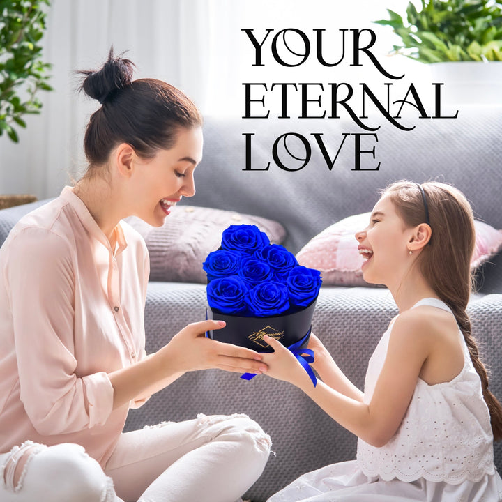 Immortal Love Heart Box | 7 Blue Roses - Glamour Boutique