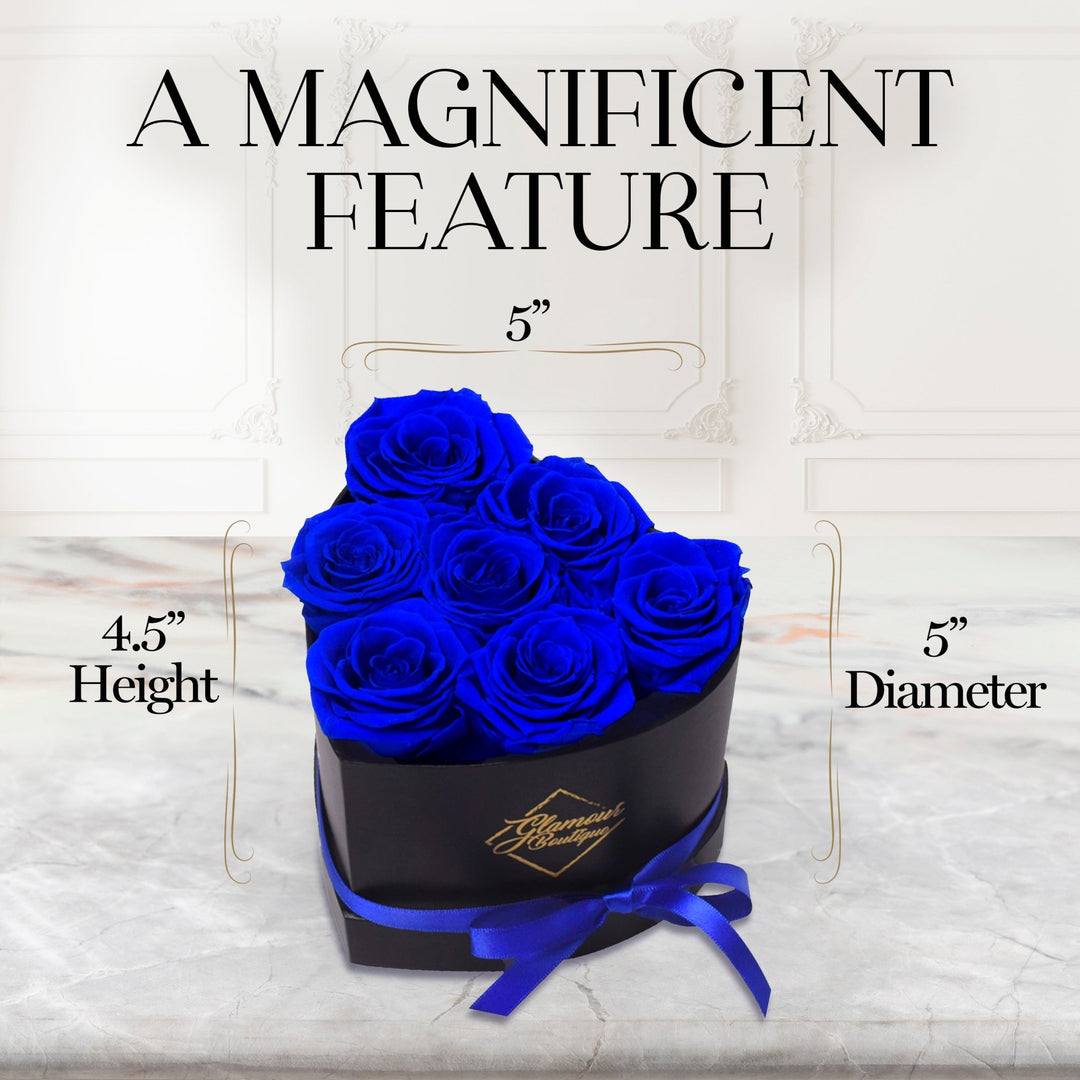 Immortal Love Heart Box | 7 Blue Roses - Glamour Boutique