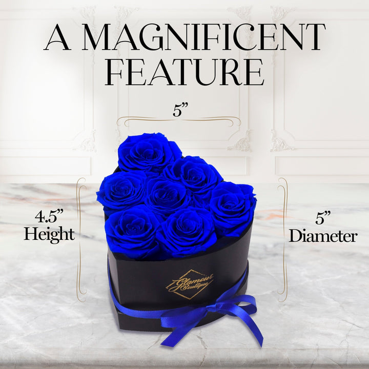 Immortal Love Heart Box | 7 Blue Roses - Glamour Boutique