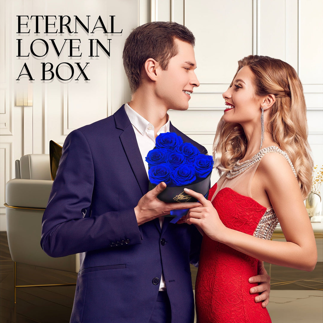 Immortal Love Heart Box | 7 Blue Roses - Glamour Boutique