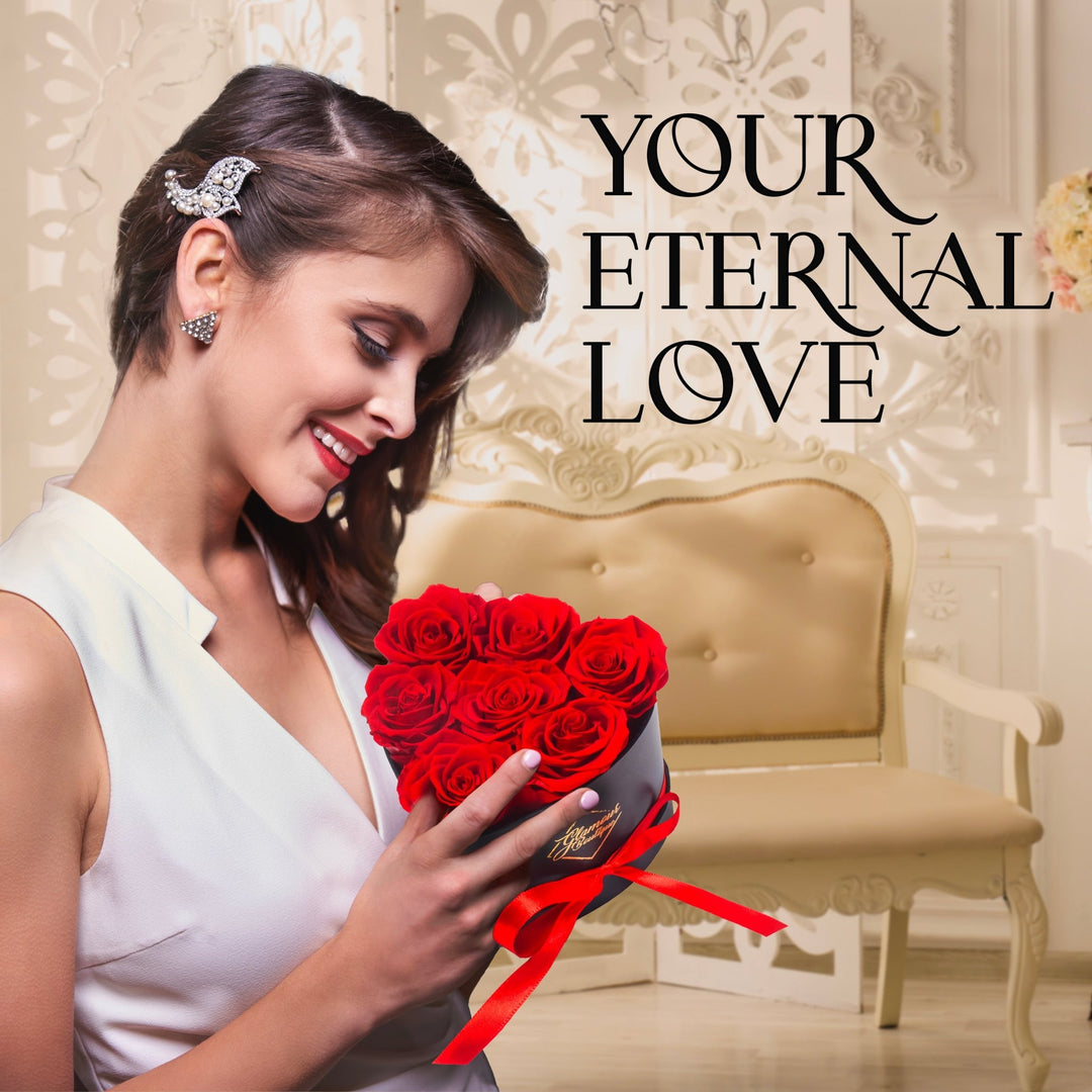 Immortal Love Heart Box | 7 Red Roses - Glamour Boutique