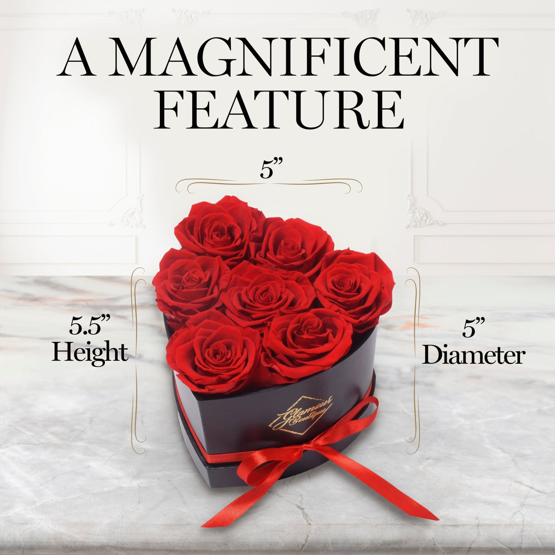Immortal Love Heart Box | 7 Red Roses - Glamour Boutique