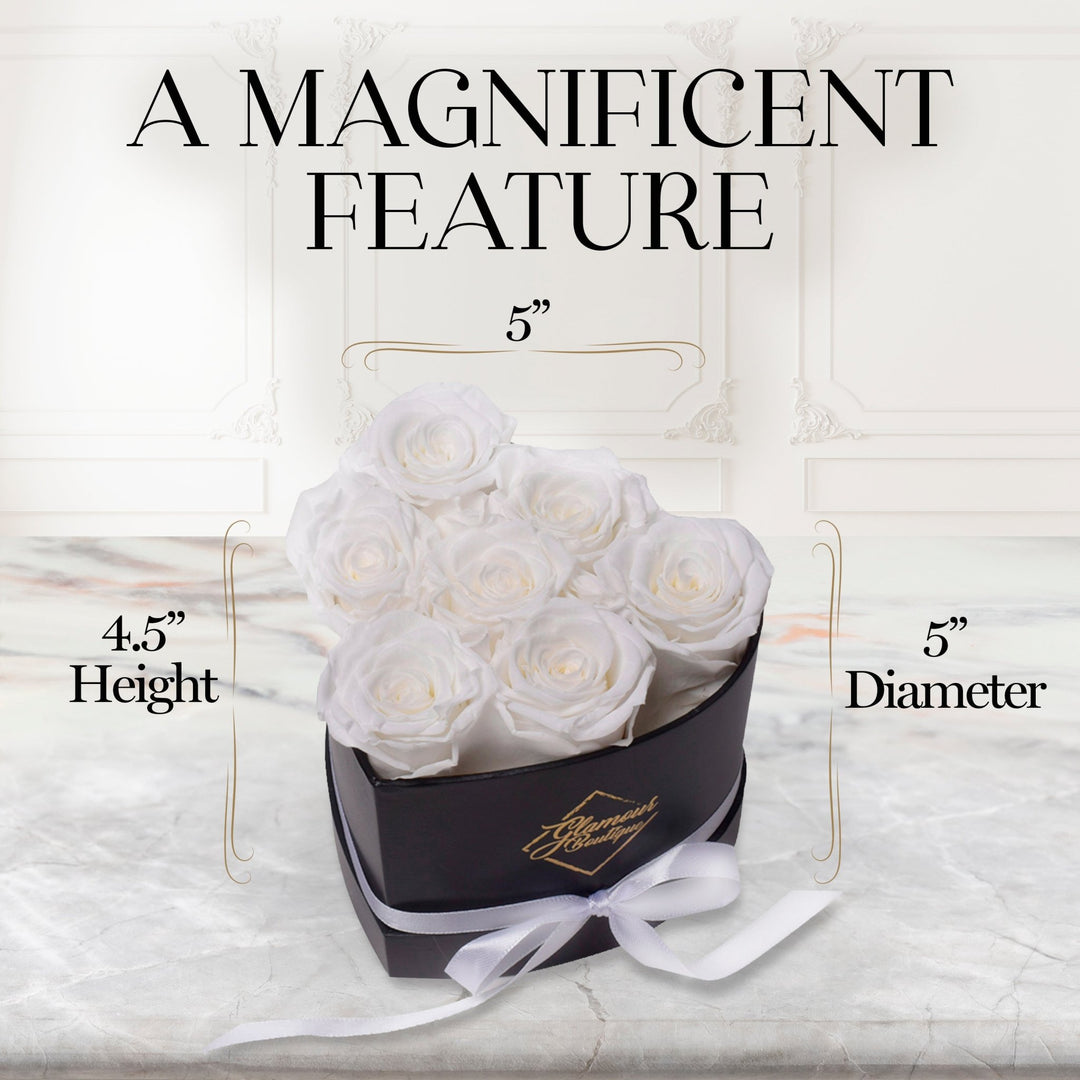 Immortal Love Heart Box | 7 White Roses - Glamour Boutique