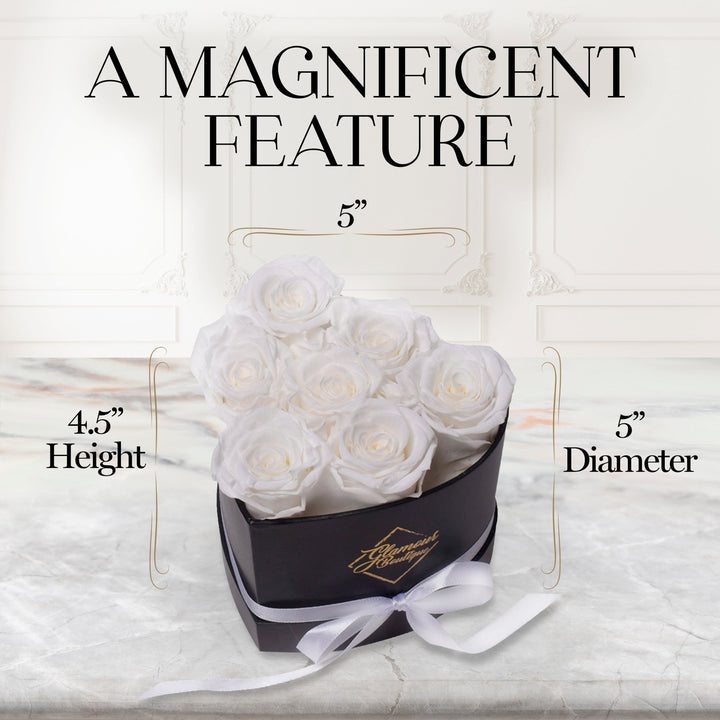 Immortal Love Heart Box | 7 White Roses - Glamour Boutique