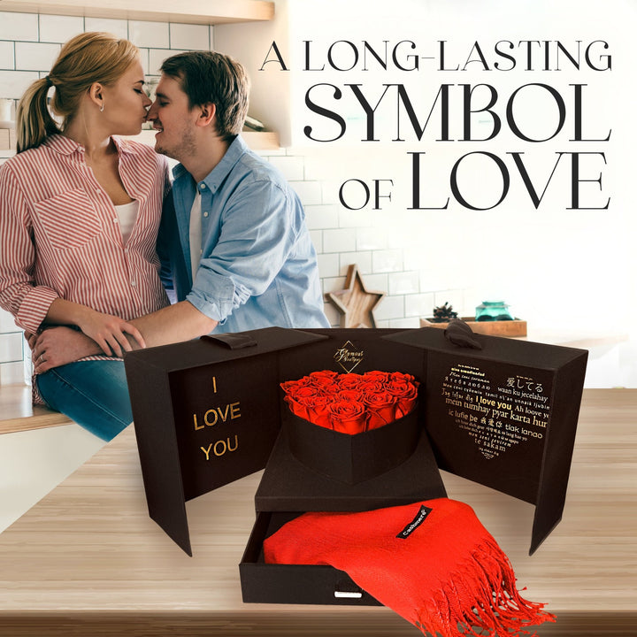 Infinite Romance Love Box with Scarf |16 Red Roses - Glamour Boutique