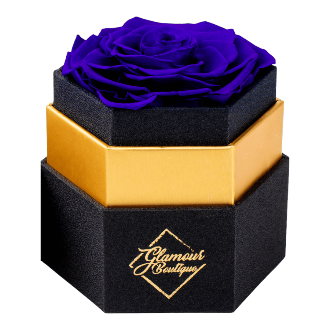 Timeless Charm Hexagon Black Box | Blue Immortal Rose - Glamour Boutique