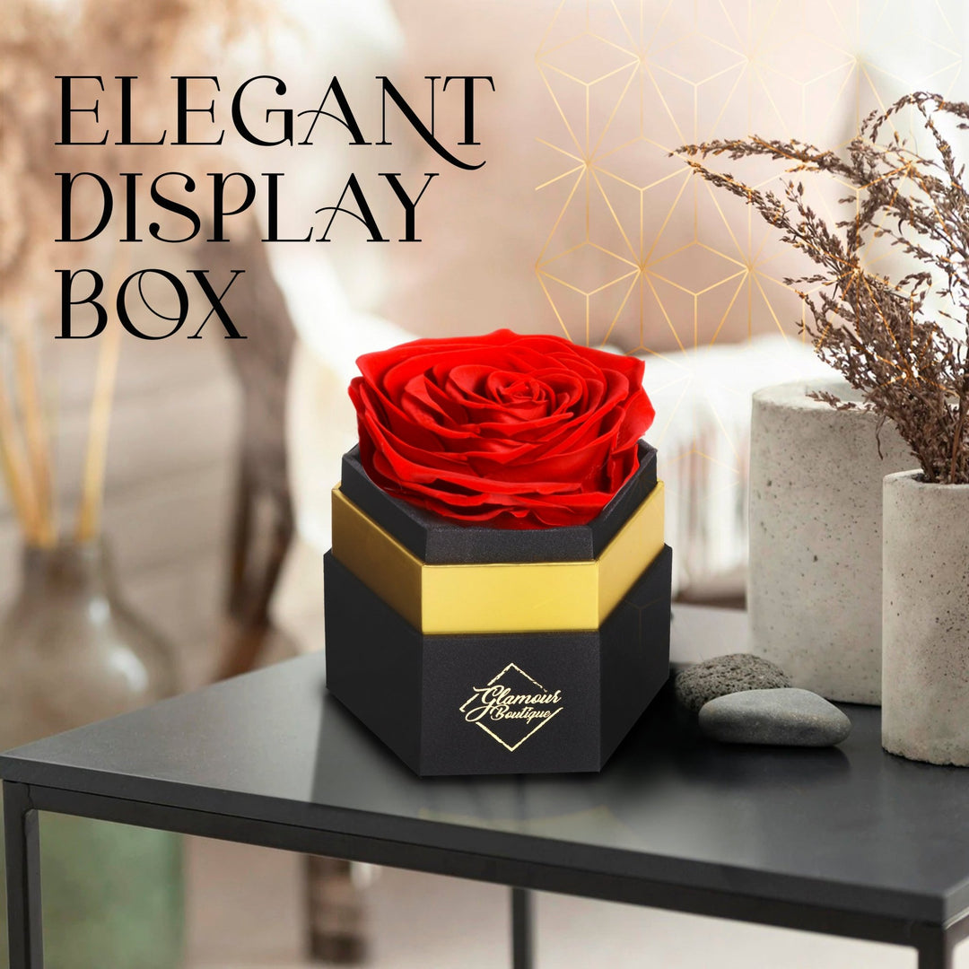 Timeless Charm Hexagon Black Box | Red Immortal Rose - Glamour Boutique