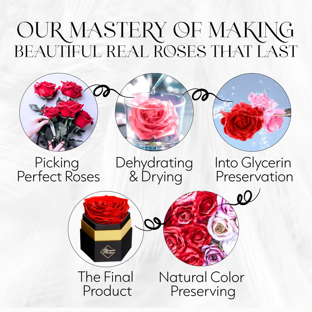 Timeless Charm Hexagon Black Box | Red Immortal Rose - Glamour Boutique