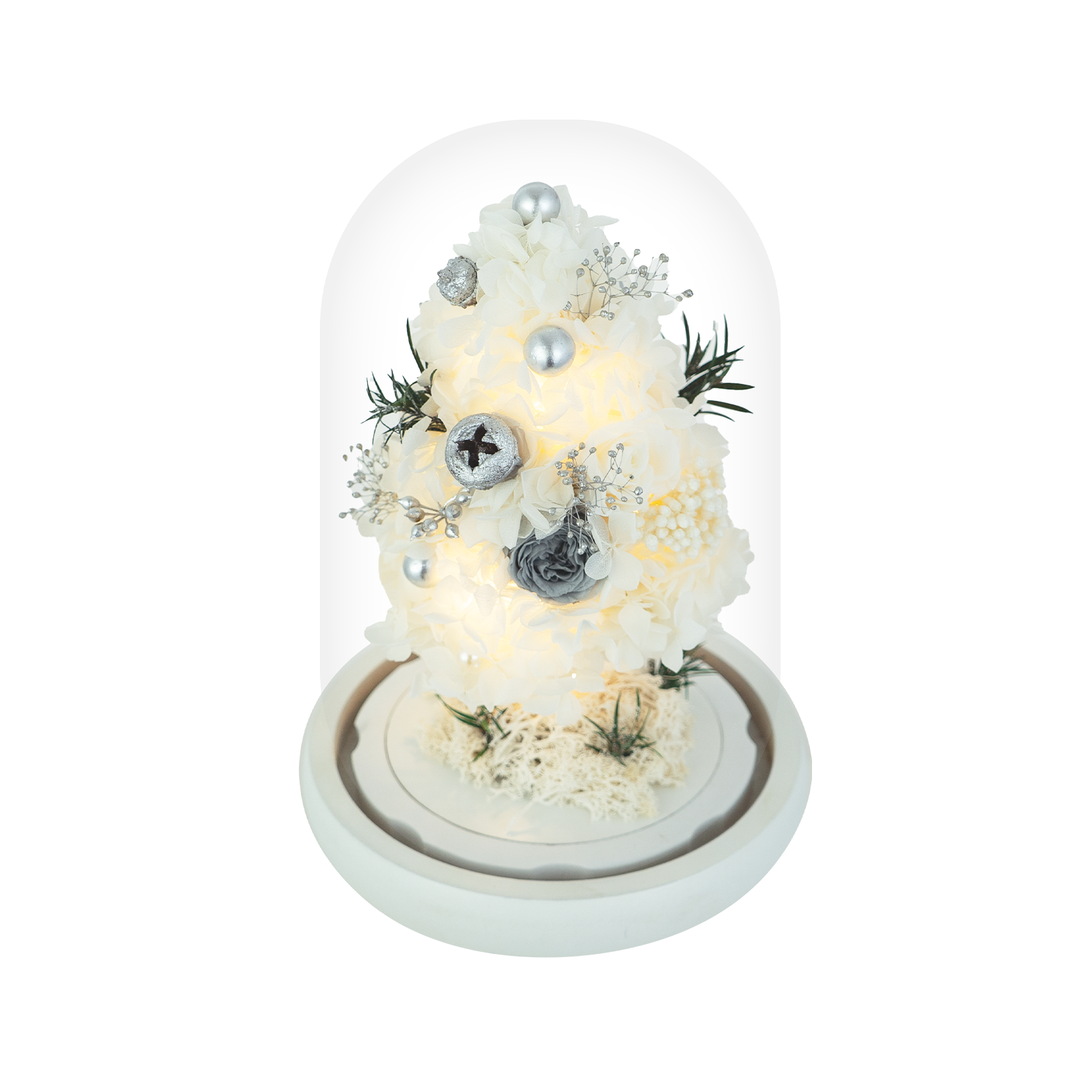 Holiday Charm white Christmas tree preserved arrangement by Glamour Boutique